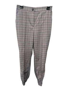 PINKO Gray Plaid Dress Pants with Pink Windowpane - Size 6 - Like New